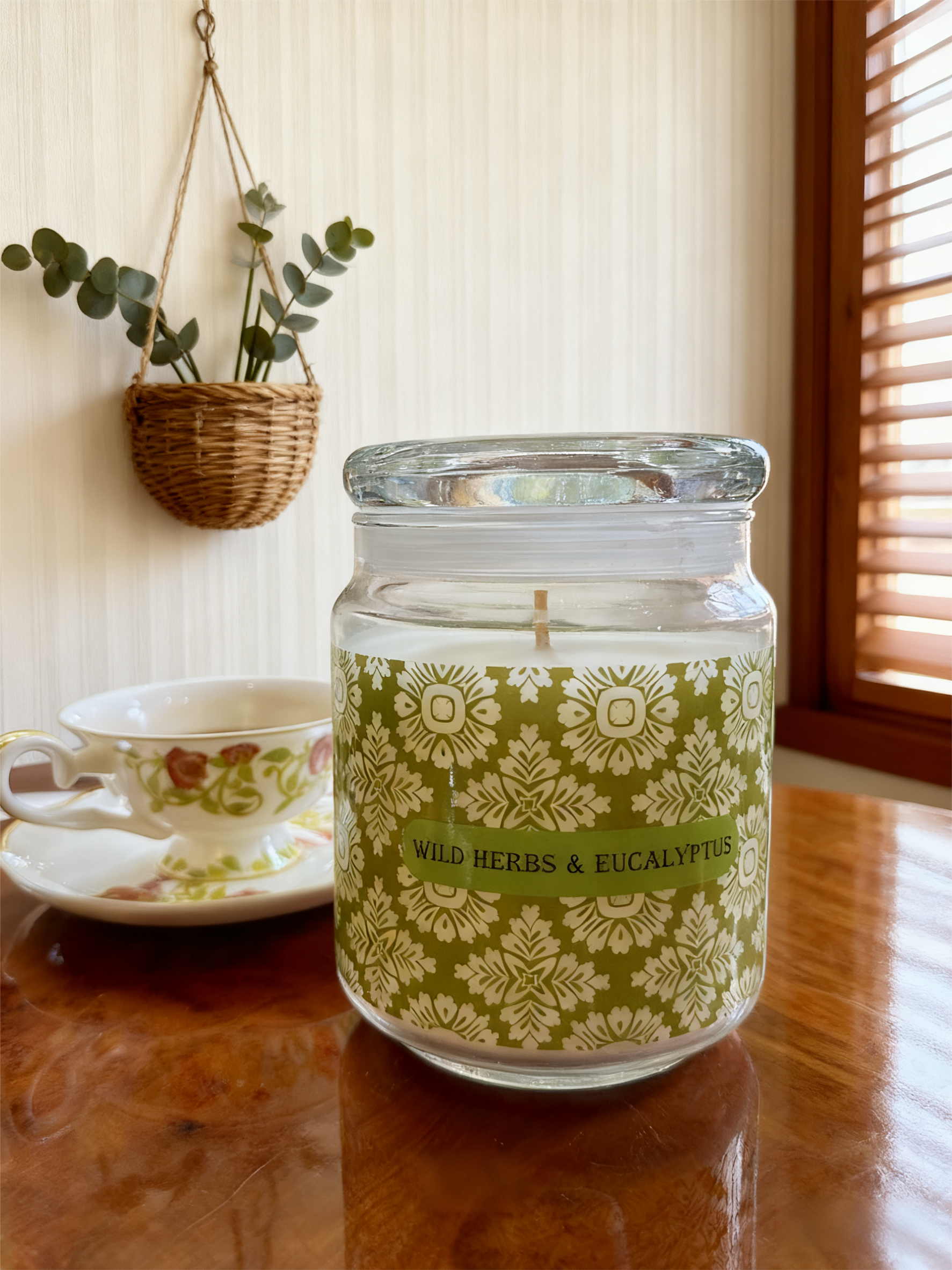 20oz Large Glass Jar Candle - Wild Herbs & Eucalyptus